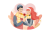 وکتور EPS لایه باز طرح گرافیکی و کارتونی مناسب روز ولنتاین شامل مردی در حال دادن گل رز قرمز به همسر خود